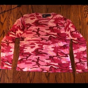 Pink long sleeve camouflage shirt with sparkles